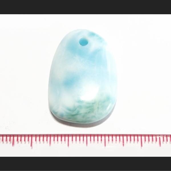 1187-《天然石ペンダント》　ラリマー　ホール２ｍｍ　約２８ｘ２０ｘ６mm（６．６ｇ）　１個 |  | 02