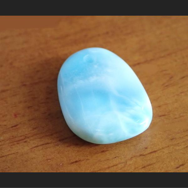 1187-《天然石ペンダント》　ラリマー　ホール２ｍｍ　約２８ｘ２０ｘ６mm（６．６ｇ）　１個 |  | 03