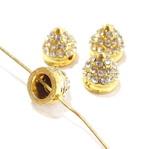 11894-《ラインストーン》　コーンビーズ　クリア/G　１０x１０mm　４個/１パック |  | 01