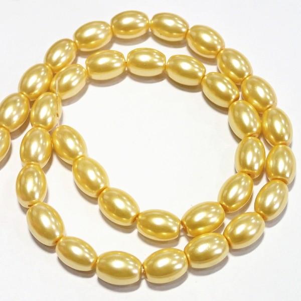 11910-〔ガラス〕　ビーズ　グラスパール　サンイエロー　１１ｘ８mm　１本（約４０cm）/１パック | 
