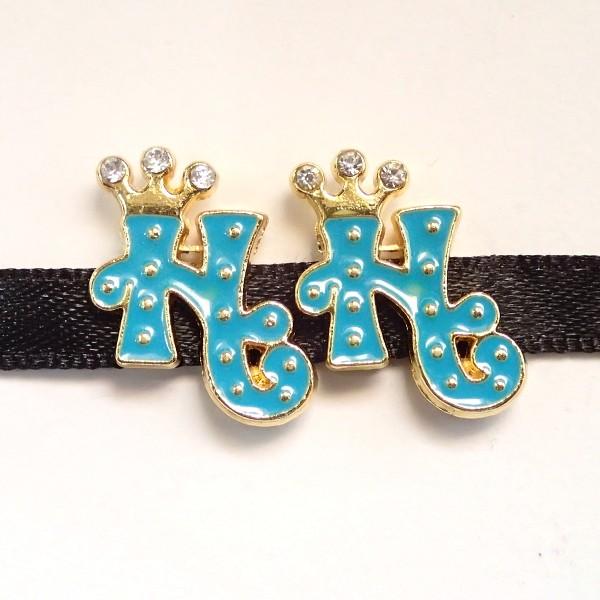 11930-《ラインストーンビーズ》　エナメル　アルファベット『Ｈ』　１９ｘ１５mm　２個/１パック |  | 01