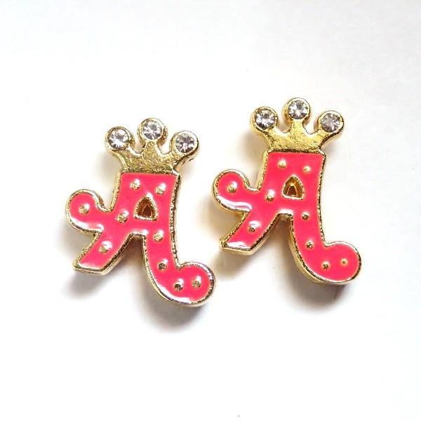 11935-《ラインストーンビーズ》　エナメル　アルファベット『Ａ』　１７ｘ１３mm　２個/１パック |  | 01