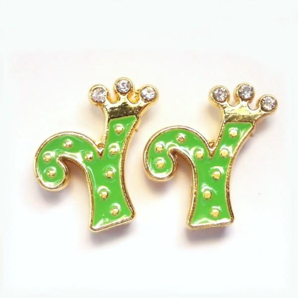 11936-《ラインストーンビーズ》　エナメル　アルファベット『Ｙ』　１７ｘ１６mm　２個/１パック |  | 01