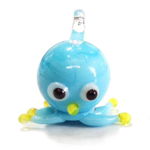 1195-〔ガラス〕　チャーム　たこ　ライトブルー　平均１０mm（頭部）　１個 | 