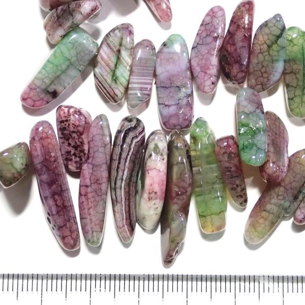 1203-《天然石　1連売り》アゲート　クラックル染め　約３８ｃｍ／１本 |  | 01