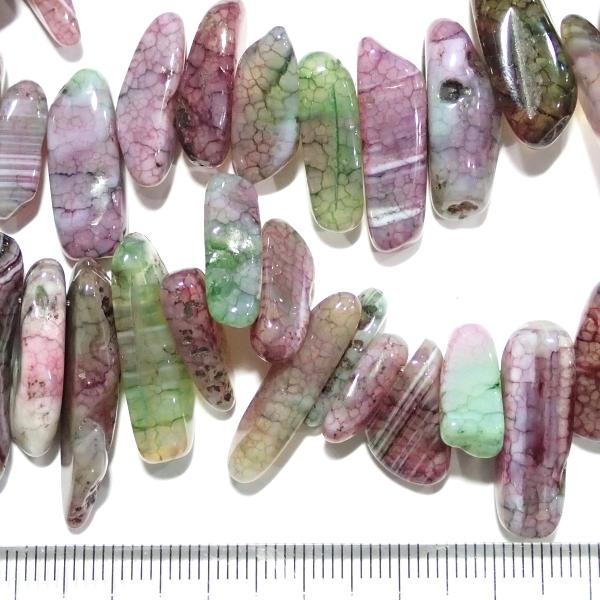 1203-《天然石　1連売り》アゲート　クラックル染め　約３８ｃｍ／１本 |  | 02