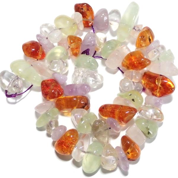 1210-《天然石　1連売り》ミックス　フリーフォーム　約３８ｃｍ／１本 | 