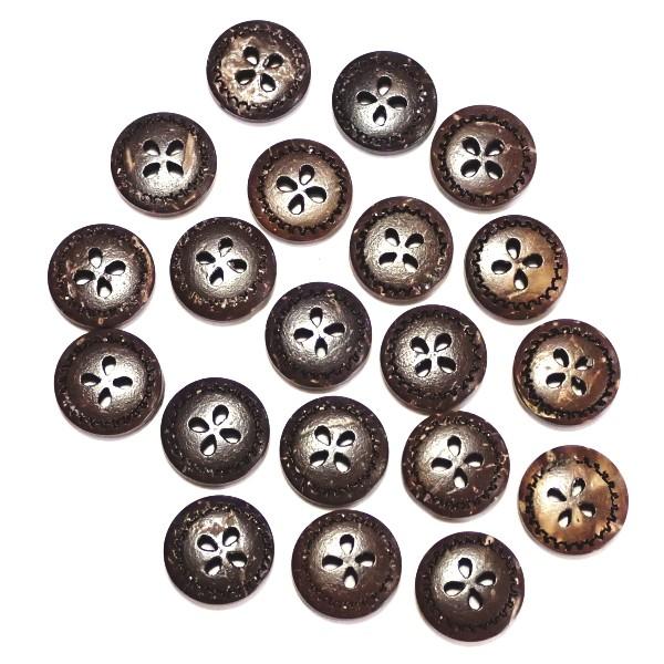 12208-【ウッドビーズ】　ボタン　１３mm　４ホール　２０個/１パック |  | 01