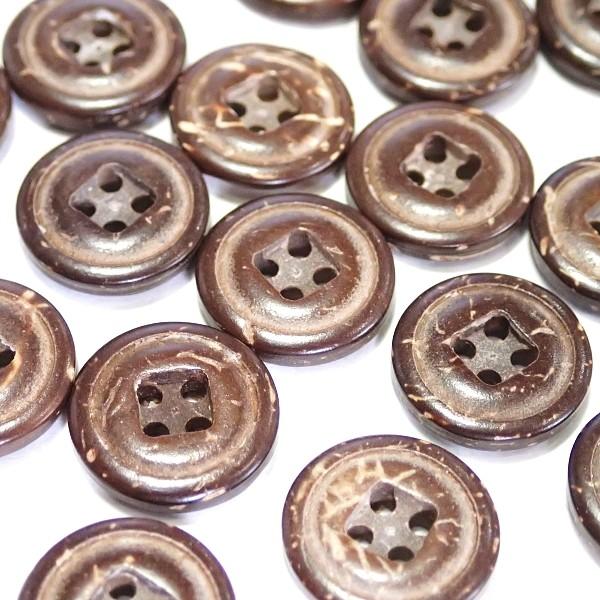 12209-【ウッドビーズ】　ボタン　１３mm　４ホール　２０個/１パック | 