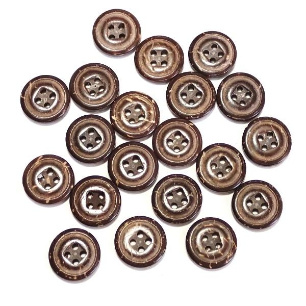 12209-【ウッドビーズ】　ボタン　１３mm　４ホール　２０個/１パック |  | 01