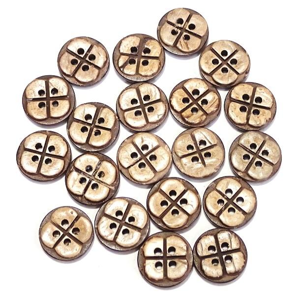 12210-【ウッドビーズ】　ボタン　１５mm　４ホール　２０個/１パック |  | 01