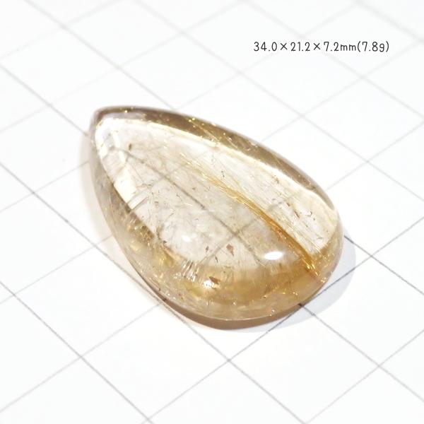 1224-『天然石ルース』　ゴールドルチルクォーツ（ホール無）　約３４ｘ２１mm（７．８ｇ）　１個 |  | 01