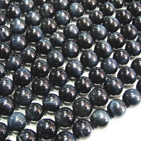12302-天然石 10mm丸玉 ブルータイガーアイ 4個/1パック | 