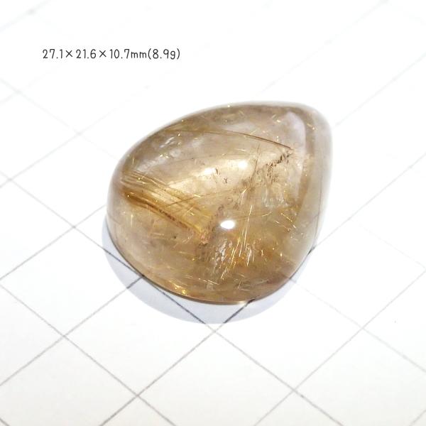 1238-『天然石ルース』　ゴールドルチルクォーツ（ホール無）　約２７ｘ２２mm（８．９ｇ）　１個 |  | 01