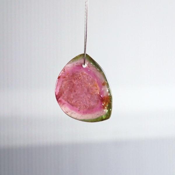 1273-《天然石ペンダント》★20%OFF★トルマリン・ウォーターメロン　約２０ｘ１５．５mm（３．０ｇ）　１個 |  | 03