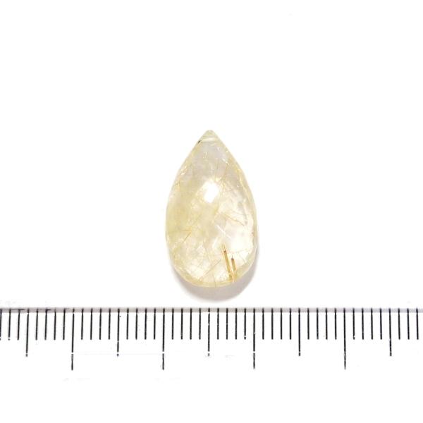 1281-《天然石ペンダント》　ゴールド・ルチルクォーツＡＡ　カットドロップ　約１７ｘ１０ｘ６mm　１個 | 