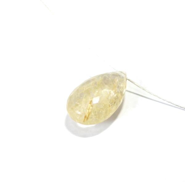 1281-《天然石ペンダント》　ゴールド・ルチルクォーツＡＡ　カットドロップ　約１７ｘ１０ｘ６mm　１個 |  | 02