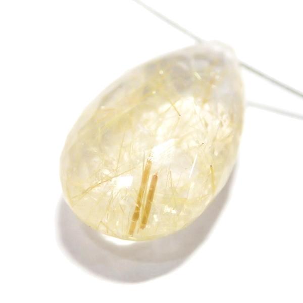 1281-《天然石ペンダント》　ゴールド・ルチルクォーツＡＡ　カットドロップ　約１７ｘ１０ｘ６mm　１個 |  | 03