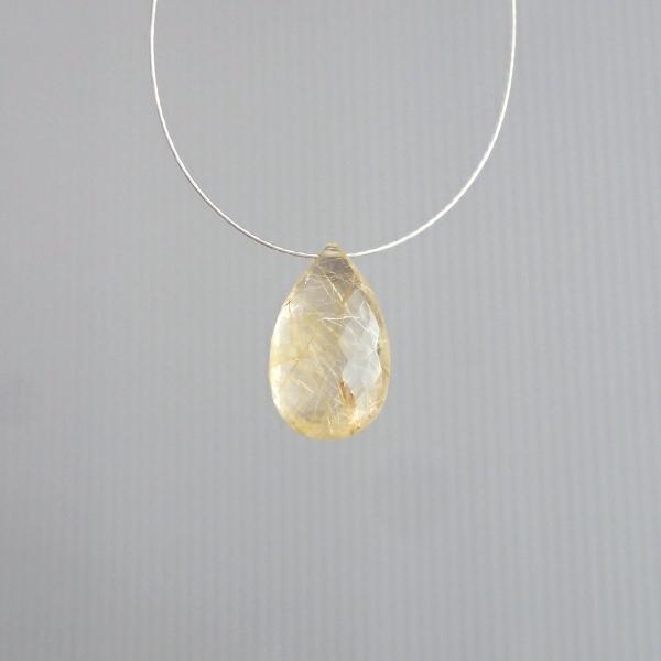 1281-《天然石ペンダント》　ゴールド・ルチルクォーツＡＡ　カットドロップ　約１７ｘ１０ｘ６mm　１個 |  | 04