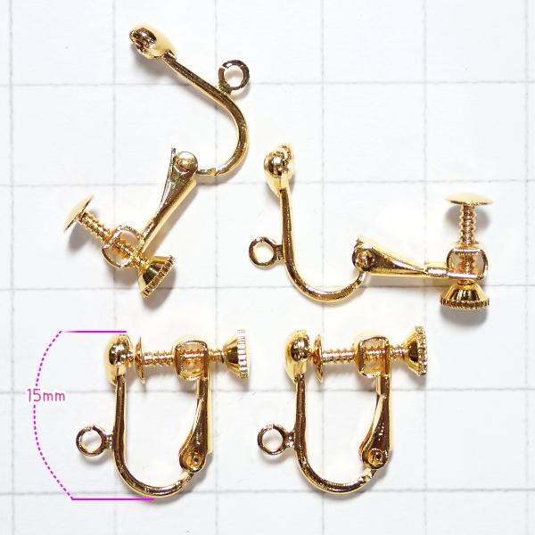 1294-《イヤーパーツ》　イヤリング　金色　１５mm　２組（４個）/１セット |  | 01