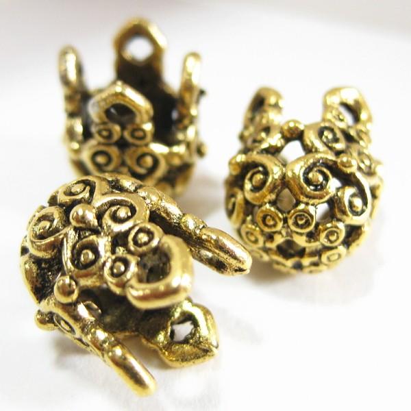 13101-【ＮＹピューター】　ビーズキャップ　金古美　１０x１３mm　５個/１セット | 