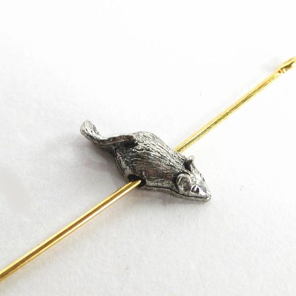 13116-【ＮＹピューター】　ねずみ　ビーズ　銀古美　１４mm　５個/１セット | 