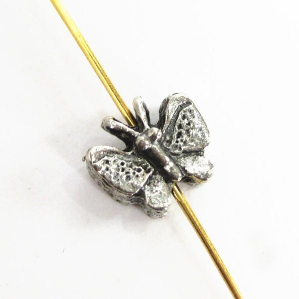 13119-【ＮＹピューター】　蝶　ビーズ　銀古美　１０mm　５個/１セット | 