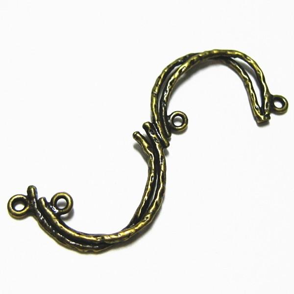 1312-《メタルチャーム・パーツ》　カッパー製リンクパーツ　真鍮古美　３７ｘ１４mm　１個 | 