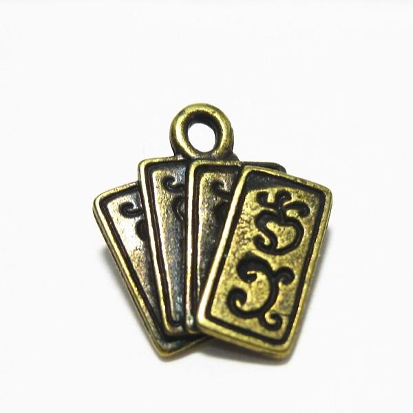 13138-【ＮＹピューター】　トランプ　チャーム　真鍮古美　１５mm　５個/１セット |  | 01