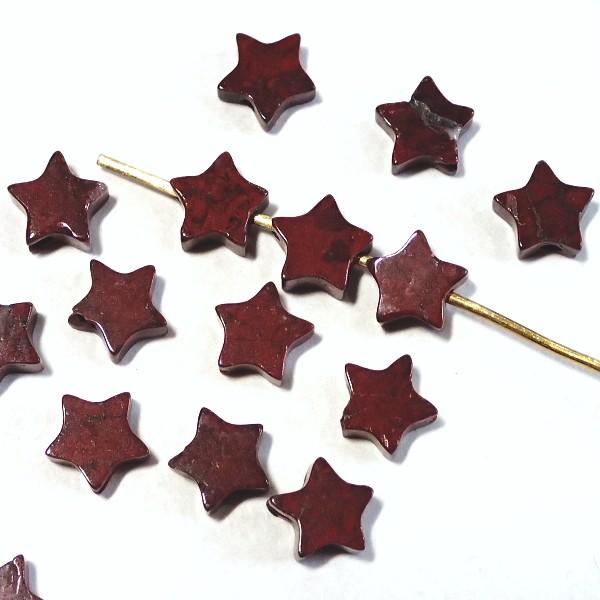 13161-《天然石　フラット・スター》　マホガニーオブシディアン　６mm　１５個/１パック | 