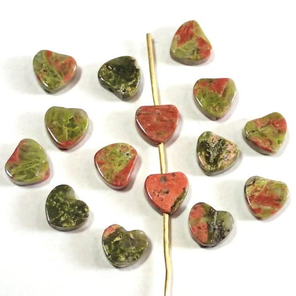 13163-《天然石　フラット・ハート》　ウナカイト　６mm　１５個/１パック | 