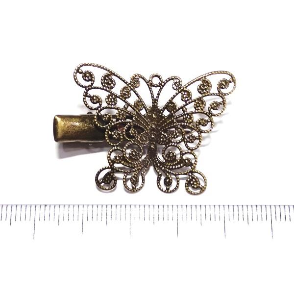 13231-【ヘアーパーツ】　ヘアクリップ蝶々／真鍮古美 　３個/１セット |  | 02