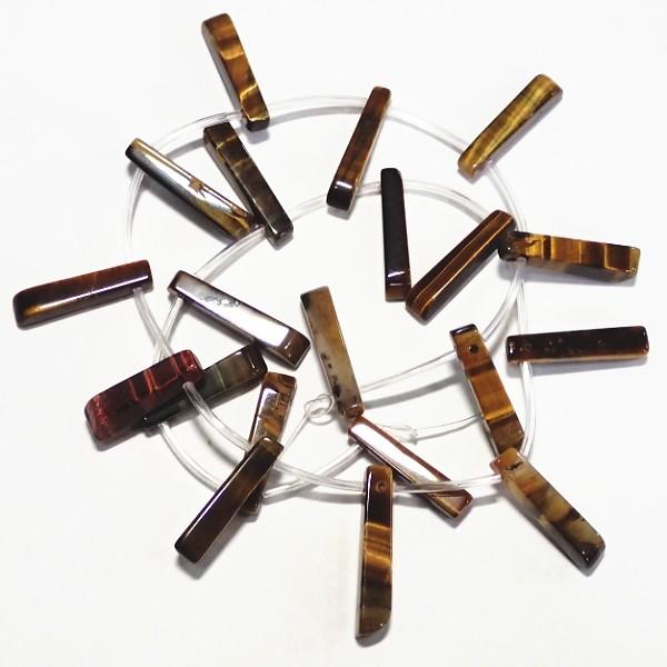 13276-《天然石５００円均一》　タイガーアイ　スティック　２３x５mm平均　約２０個/１本 | 