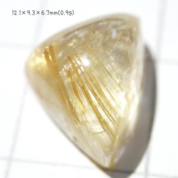 1363-『天然石ルース』　ゴールドルチルクォーツ（ホール無）　約１２ｘ９mm（０．９ｇ）　１個 |  | 03