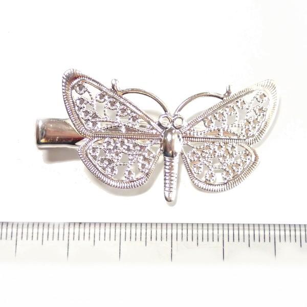 1364-【ヘアーパーツ】　ヘアクリップ蝶々／ホワイトシルバー　３個/１セット |  | 02