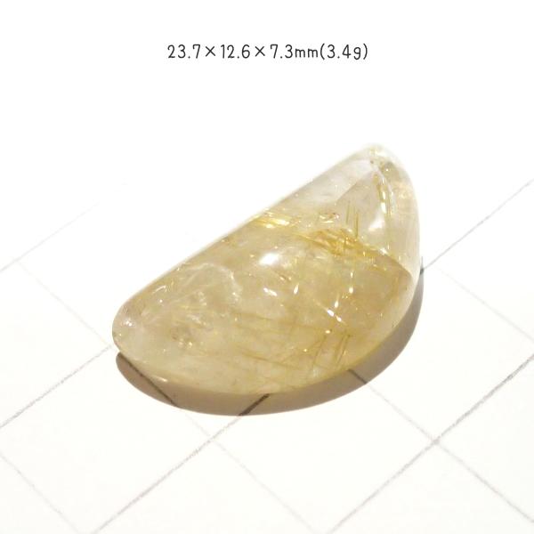 1369-『天然石ルース』　ゴールドルチルクォーツ（ホール無）　約２４ｘ１３mm（３．４ｇ）　１個 |  | 02