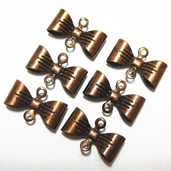 1370-《メタルチャーム・パーツ》　リボンコネクター　銅古美　１２ｘ５．５mm　６個/１セット | 