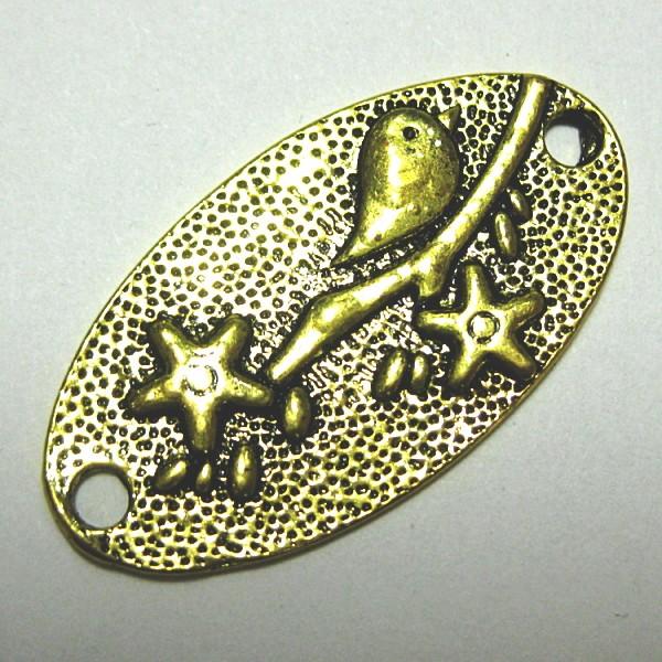 1375-《メタルチャーム・パーツ》　小鳥コネクター　金古美　３５ｘ１９mm　５個/１セット | 