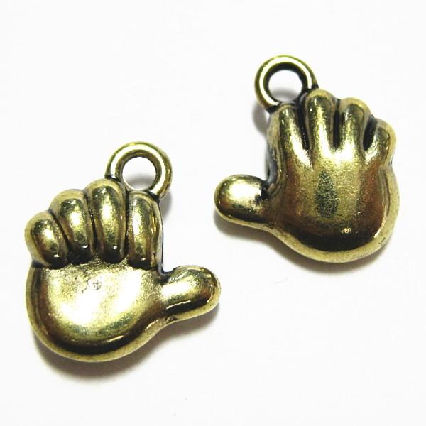 1386-《メタルチャーム・パーツ》　手　金古美　１３ｘ１１mm　２０個/１セット | 
