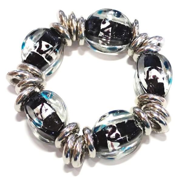 13878-『ブレスレット』　ガラス＆アクリル　ストレッチブレス　２５ｘ１８mm（ガラス）　１個 | 