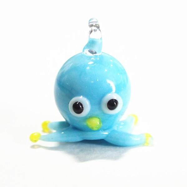 1394-〔ガラス〕　チャーム　たこ　ライトブルー　平均８mm（頭部）　１個 | 