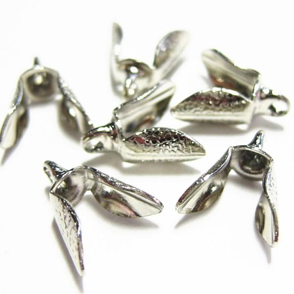 14065-《メタルチャーム・パーツ》　座金/ビーズキャップ　銀色　約４ｘ７mm　２０個/１セット | 