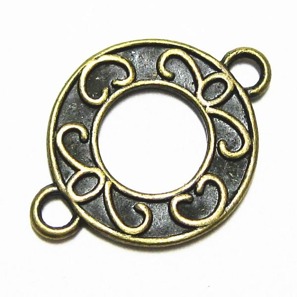 1408-《メタルチャーム・パーツ》　コネクター　真鍮古美　２０x１４mm　１０個/１セット | 