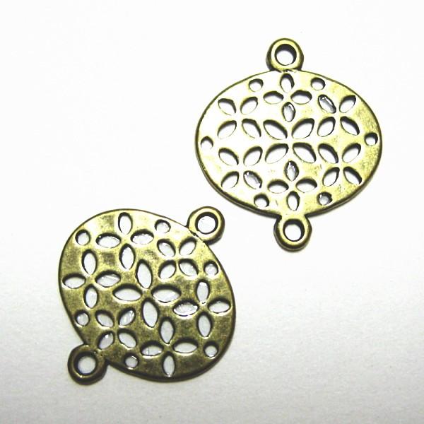 1411-《メタルチャーム・パーツ》　コネクター　真鍮古美　１９x１７mm　２個/１セット | 
