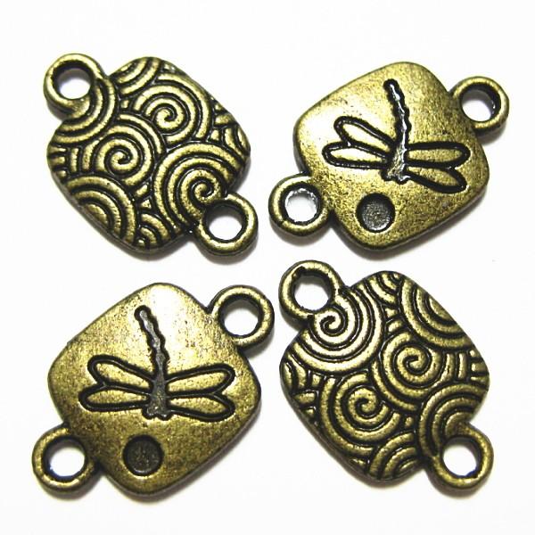 1415-《メタルチャーム・パーツ》　トンボコネクター　真鍮古美　１８x１２mm　１０個/１セット | 