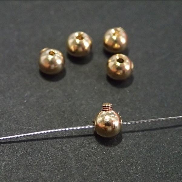 1420-【基本パーツ】　ねじ式　クリンプ　金色　カッパー製　４mm　５個/１セット | 