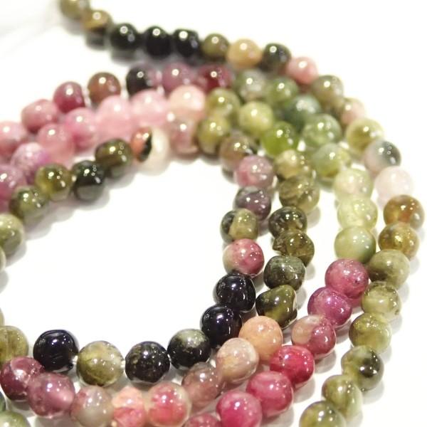 14205-《天然石　1連売り》　トルマリン　丸玉３ｍｍ　１本約３５cm |  | 01