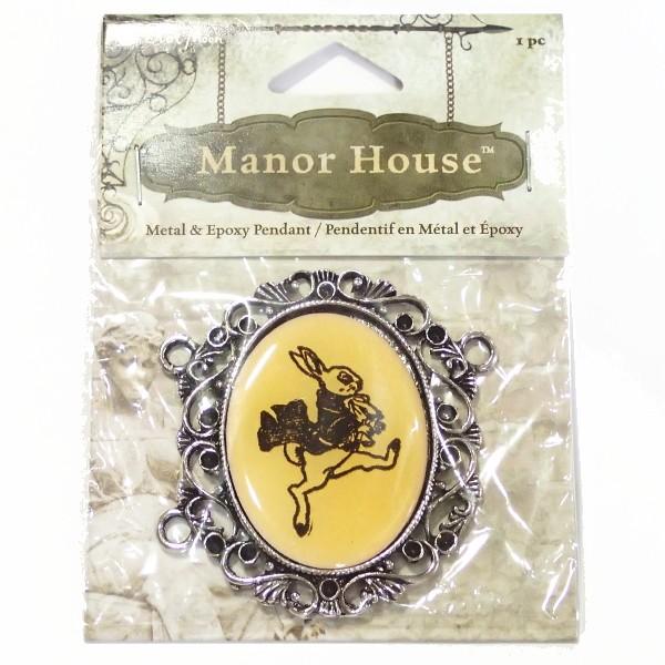 14262-《Blue Moon Beads》　不思議なうさぎ　３カン有　銀古美　５１x４９mm　１個 | 