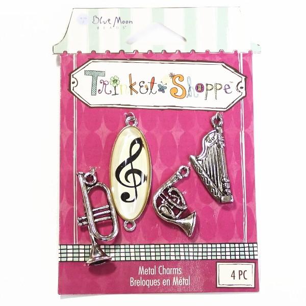 14367-《Blue Moon Beads》　ミュージックチャームセット　銀古美　５２x１５mm（ト音記号）　４個/１セット | 