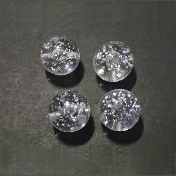 14483-『アクリル』　ビーズ丸玉　ラメクリア　１７．５mm　４個/１パック | 